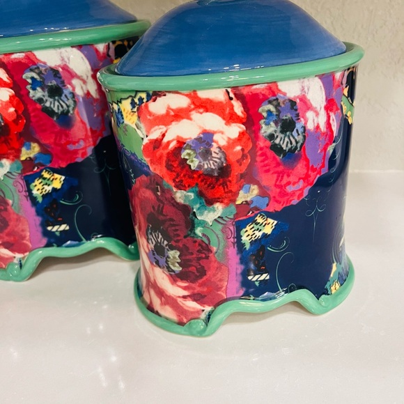 Three Piece Floral Ceramic Canisters for Kitchen Tracy Porter Vintage - Picture 3 of 11